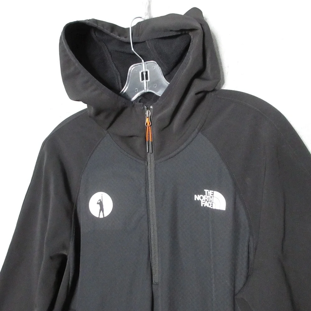 The North Face Hoodie Men Medium Tekware Fleece Quarter Zip Black Gorpcore Logo
